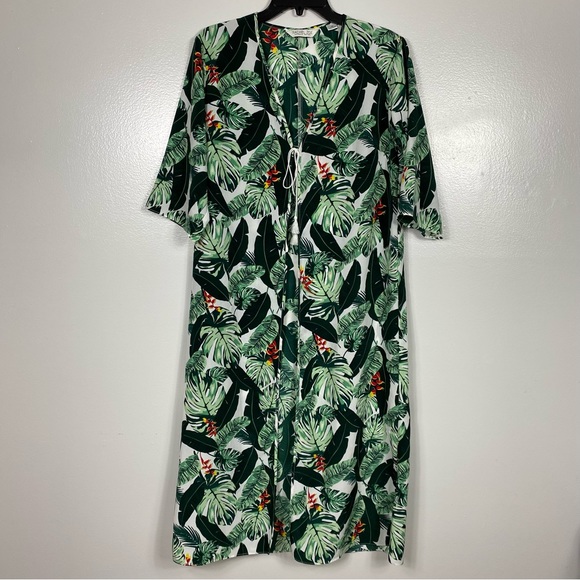 Rachel Zoe tropical print Kimono duster/ beach cover up - Picture 2 of 11